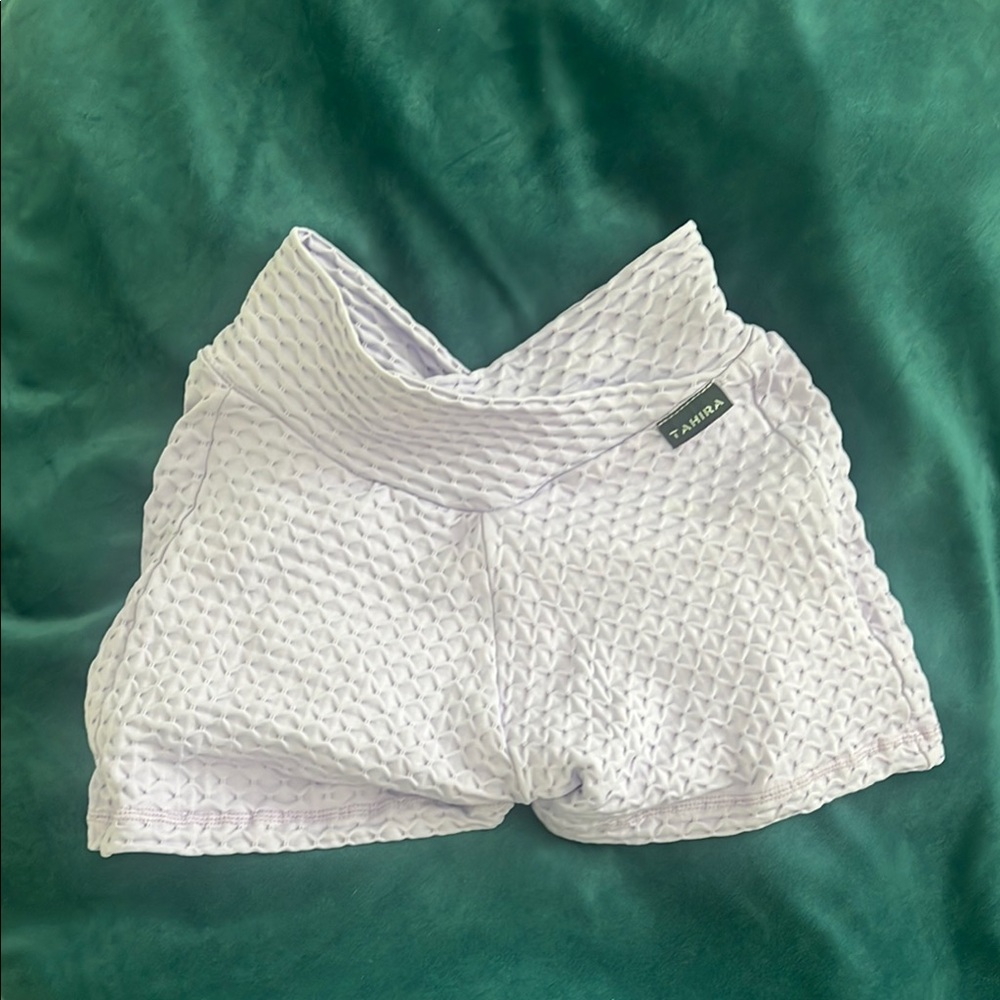 White Athletic Shorts with Textured Mesh Design